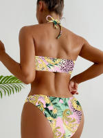 Traje de Baño de Una Pieza Sexy Halter Tank Top Cortado Traje de Playa Acolchado - details 6