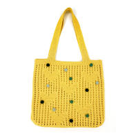 Bolso de compras de un solo hombro tejido con bolas de lana coloridas - details 3