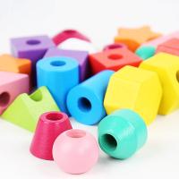 Juego de rompecabezas con forma geométrica de madera, bloques de construcción Montessori, decoración, enhebrado - details 5