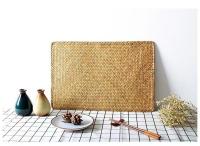 Manta de Mesa de Paja de Mar Natural Tejida a Mano Rectangular de Ratán Posavasos de Té de Paja - details 1