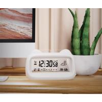 Pantalla de reloj despertador digital con retroiluminación de temperatura y humedad semanal ‌   Linda forma de gato para niños adultos junto a la cama con pilas - details 1