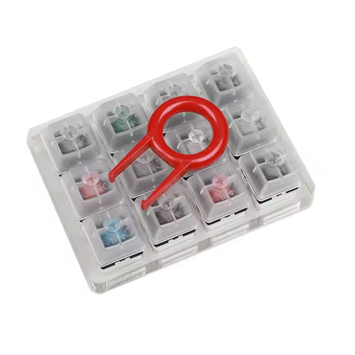 Probador de interruptor de 12 teclas con Base acrílica para teclado mecánico Cherry MX, interruptor de teclado mecánico con extractor de llave - 1