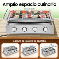 Parrilla de gas para barbacoa de 4 quemadores de acero inoxidable, plancha de gas LPG, parrilla de mesa para picnic de 58 x 40 x 20 cm - details 4