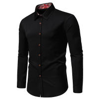 Camisa de Moda Primavera para Hombre con Diseño de Patchwork de Flores Manga Larga Camisa de Negocios Casual para Fiesta Material Exterior de Poliéster - details 8