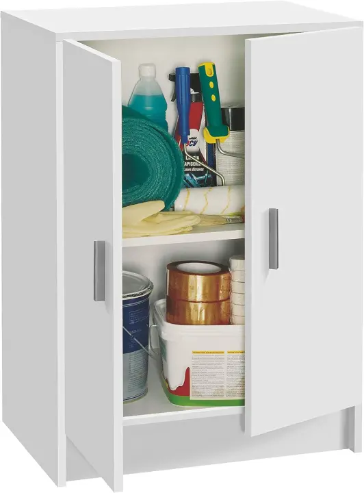 Armario Multiusos, 3 Puertas, Acabado en Blanco Mate, Medidas: 109 cm (Ancho) x 180 cm (Alto) x 37 cm (Fondo) - 1