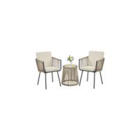 Conjunto de Mesa y Sillas Exterior Juego de Muebles de Aluminio para Jardín Balcón Terraza Blanco, 44x44x85,5cm - details 14