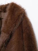 TRAFZA-Chaqueta de piel sintética para mujer, abrigo holgado de manga larga con cuello vuelto, color liso, informal, para invierno, 2024 - details 13