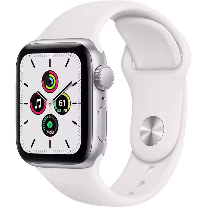 Apple Watch SE (GPS, 40 mm) - Caja de aluminio plateado con correa deportiva blanca (renovado) - 1