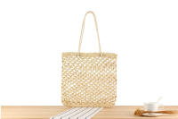 Bolsa tejida de hierba ahuecada hecha a mano, estilo Instagram, turismo de playa y vacaciones, cuerda de papel, un solo hombro - details 2