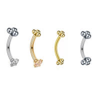Pendiente de aro con forma de bola de plátano para mujer, aretes de hélice para el cuerpo, joyería de acero inoxidable para cejas, Piercing, pasador curvo, 2 uds. - details 0