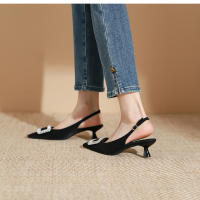 Zapatos de tacón de aguja con diamantes de imitación de metal francés de nuevo estilo para mujer - details 16