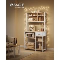 Estantería de Cocina con Multienchufe, Armario de Cocina con Estantes Ajustables, Cajón de Tela, 12 Ganchos, 40 x 100 x 180,4 cm, Estante de Microondas, Marrón Rústico y Negro - details 8