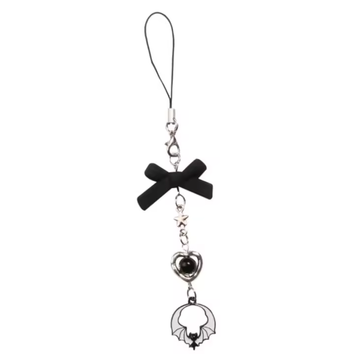 Correa de teléfono Y2K de mariposa negra, cordón de llave de estilo gótico, cadena para teléfono móvil, cordón fresco y dulce, llavero móvil, cordón, regalo de joyería - 1