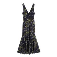 BUNO-2025 nuevo vestido largo estampado para mujer, vestido sin mangas con cuello en V estampado de estilo elegante a la moda para mujer, vacaciones de verano - details 2