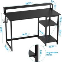 Escritorio de Ordenador con Soporte de Monitor Escritorio de Oficina con Estantes de Almacenamiento Ajustables Pequeño Escritorio Reversible para el Estudio Beige - details 37