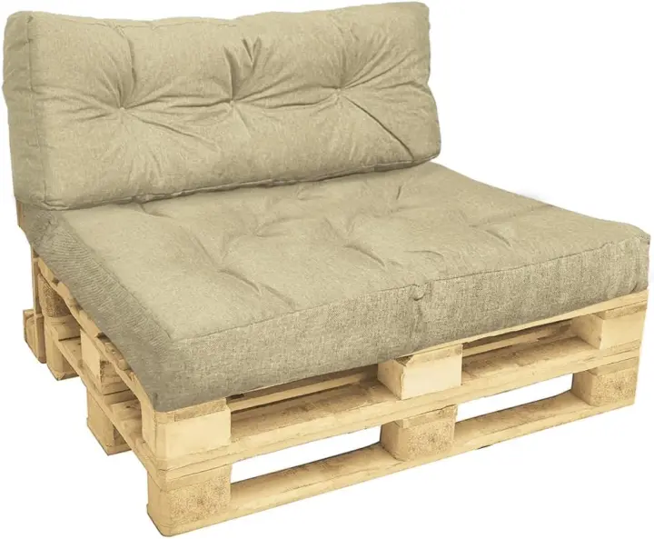 Cojines para Palets Juego de 2 Piezas, Impermeable para Interior y Exterior, Cojín de Asiento 120x80 cm, Respaldo 120x40 cm, Gris - 1