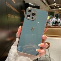 Funda de teléfono suave a prueba de golpes con forma de corazón de amor chapado para iPhone 14 13 12 11 Pro Max 15 X XR XS 7 8 Plus, funda protectora para cámara de lente - details 12