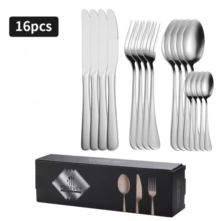 Juego De Cubiertos Dorados De Acero Inoxidable, cubertería Para 6 Personas, 24 Piezas - 1