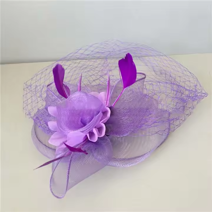 Tocado de malla de plumas a la moda, sombrero con lazo, velo exquisito, tocado, tocado, diadema elegante para novia, fotografía - 1