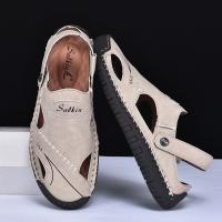 Sandalias De Verano Hechas a Mano Para Hombre Zapatos De Cuero Transpirables Antideslizantes Para Playa Y Exteriores Moda Casual Talla Verdadera - details 12