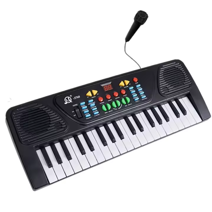 Piano Electrónico de un solo canal de 37 teclas, con micrófono, teclado portátil para educación musical, juguete inicial para niños y niñas - 1