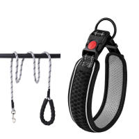 Collar de perro reflectante transpirable de seguridad nocturna, diseño antiestrangulamiento de nailon, Collar para mascota, cómoda y suave cuerda de tracción para viaje - details 11