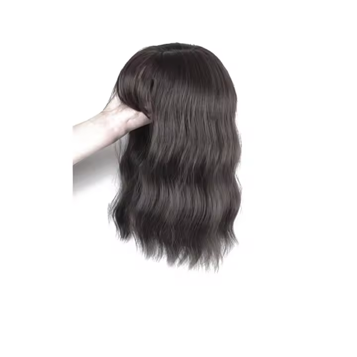 Flequillo de aire 3D, pieza superior de pelo sintético, flequillo falso Natural, rizos, flequillo francés, Clip en Clourse, bloque de extensión de cabello, uso diario - 1