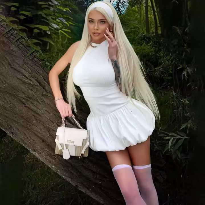 Vestido Mini Dulzura con Detalles de Parche Cóltex Sin Mangas, Espalda Descubierta, Estilo Calenté de Moda Callejera para Mujer - 1