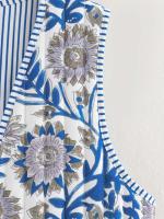 Ropa de otoño de 2024, mujer floral rosa, estampado de anacardo superior, chaleco vintage abotonado, chaleco acolchado para mujer con lazo frontal - details 12