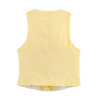 PB&ZA2025 verano chaleco sin mangas amarillo con cuello redondo para mujer, cárdigan holgado, simple, versátil, top en capas - details 2