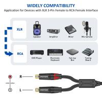 Cable de audio desequilibrado DREMAKE de 2 RCA hembra a XLR hembra, cable adaptador de conector XLR de 3 pines a doble RCA, cable de conexión en Y, cable de micrófono. - details 3