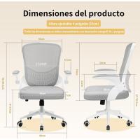 Silla de Escritorio Ergonómica con Soporte Lumbar Altura Ajustable, Reposabrazos Abatible, Para Oficina en Casa Gris - details 8
