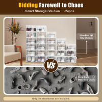 Organizador de Zapatos de Plástico Transparente Plegable Almacenamiento de Espacio Saving para el Hogar Caja de Almacenamiento de Muebles y Organización - details 1