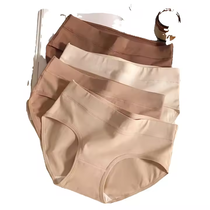 4 Paquetes de Bragas de Mujer sin Costuras de Punto Elegante Color Sólido, Cintura Media, 95% Algodón, 5% Elastano, Perfectas para Deportes y Uso Diario - 1