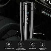 Taza calefactora de acero inoxidable para coche, hervidor eléctrico con Control inteligente de temperatura para café y leche, 12V/24V, 400mL - details 0