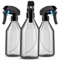Botellas de Spray de plástico para soluciones de limpieza, contenedor vacío reutilizable de 10OZ con pulverizador de gatillo negro duradero, paquete de 3 - details 4