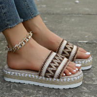 Sandalias de plataforma gruesa para mujer, alpargatas, chanclas, talla grande, color rojo, 43, 42, 41, 40 - details 6