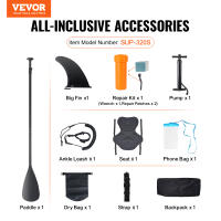 VEVOR-Tabla de Paddle surf inflable, accesorios de tabla, bomba, paleta, aleta, mochila - details 6