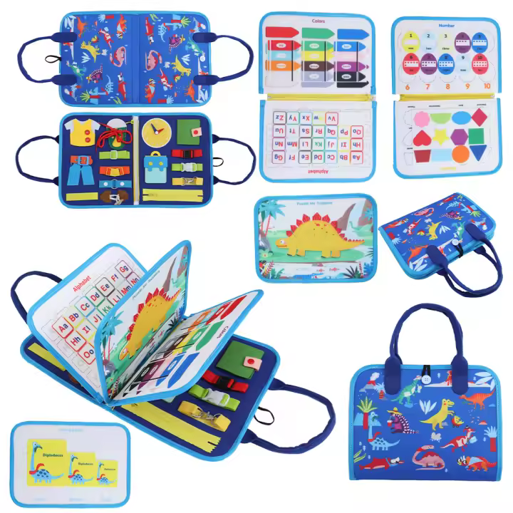 Tablero de aprendizaje de fieltro, rompecabezas educativo para niños, práctica de vestir sensorial, tablero ocupado - 1