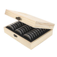 Caja De Almacenamiento Para Monedas De Madera HOOMIN Con Base Ajustable Y Antioxidante Estuche Clásico Ecológico Para Coleccionistas - details 6