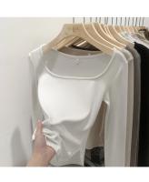 Camiseta ajustada de algodón para mujer, Top corto de manga larga, camiseta Sexy blanca Y2k para primavera y otoño - details 27