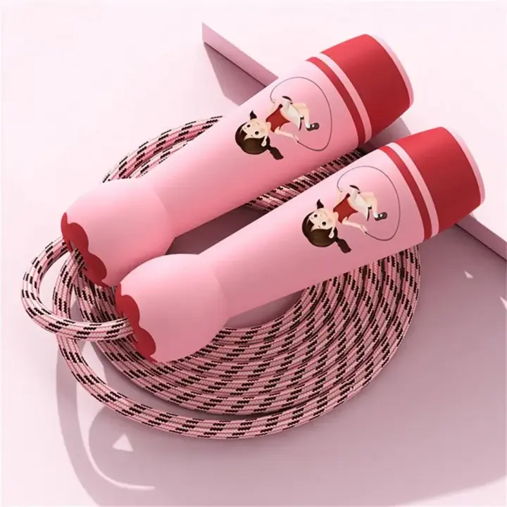 Cuerda para saltar ajustable para hombres y mujeres, diseño de filete, cuerda de algodón, cuerdas para saltar, entrenamiento colorido, cuerda para saltar para niños, deporte, Fitness - 1