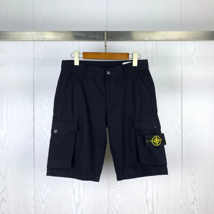 Shorts estilo workwear de alta calidad con logo bordado de Stone Island, aptos para deporte y hip-hop. - 1