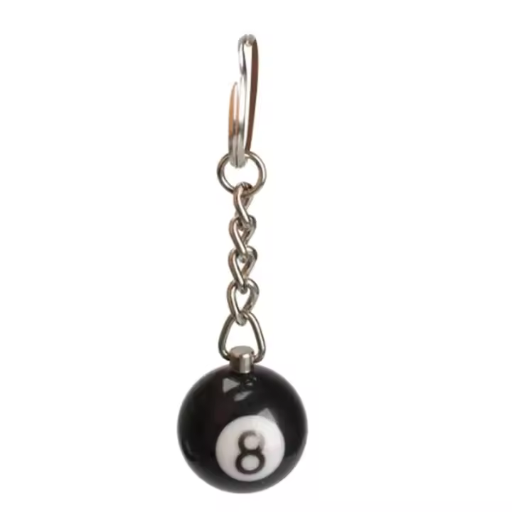 Llavero de billar creativo a la moda, llavero de bola de mesa, llavero negro de la suerte No.8, llavero de bola de resina de 25mm, regalo de joyería - 1