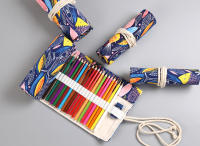 Estuche de tela de colores para lápices, bolsa de almacenamiento para cosméticos, rollo de lápices, suministros escolares, 12/24/36/48/72 agujeros - details 2