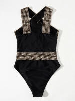 Bañador recortado de una pieza para mujer, traje de baño con Push-up, traje de baño cruzado, ropa de playa con cuello Halter - details 3