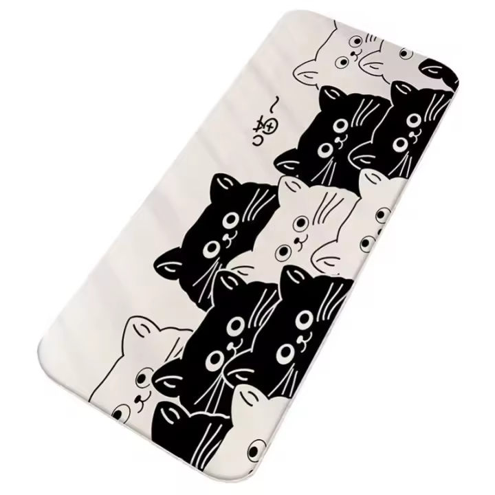 Felpudo antideslizante de gato negro para baño, Alfombra de cocina, felpudo para puerta de entrada, casa de baño de pies, pasillo, dormitorio de bienvenida - 1