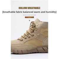 Zapatos de senderismo al aire libre para hombres y mujeres de piel de vaca, zapatos de viaje antideslizantes e impermeables, botas de desierto y zapatos de trabajo - details 5