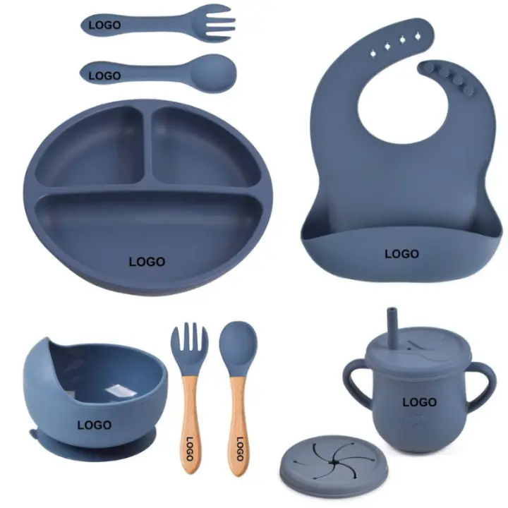 Kit de villa de silicona con tipo personalizado hecho a mano para niños, utensilios para comida, tipo dividido - 1