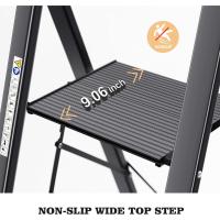 Escalera Plegable de Aluminio de 5 Peldaños Ahorro de Espacio y Portátil para Hogar, Cocina, Oficina Negro - details 1